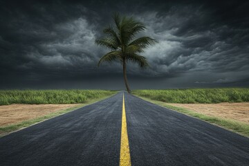  The Road to Storm- A dramatic and moody image of a road leading into a gathering storm,_1(321). Beautiful simple AI generated image