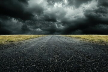  The Road to Storm- A dramatic scene of a long, winding road leading into a dark, menacing s_1(309). Beautiful simple AI generated image