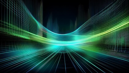  Grid lines shine brightly in green and turquoise hues against a deep black backdrop, id_1(1304)