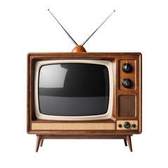 Retro wooden TV isolated on a white background, PNG background