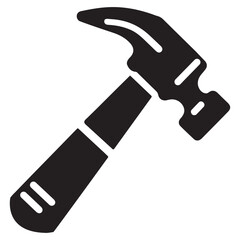 Simple Black Hammer Icon on white background