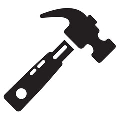 Creative Black Hammer Icon on white background 