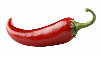 A single red chili pepper isolated on white background.