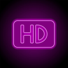 HD simple icon vector. Flat design. Purple neon on black background