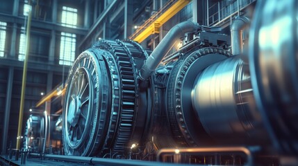 Fototapeta premium Power plants, fueled by gas turbines, generate electricity and provide industrial power.