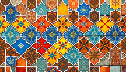 old tile mosaic home colorful decorative art wall tiles pattern in oriental style design background with white shades, png