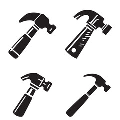 Black Hammer Icon Set On White Background 
