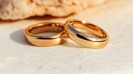 Two gold wedding bands, a symbol of commitment and love.