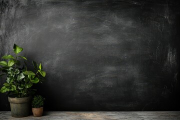 Chalkboard blackboard - black and square. Beautiful simple AI generated image