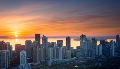 Fototapeta premium City skylines at dawn evoke calmness in serene and atmospheric video clips suitable for soc_1(993)