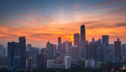 Fototapeta premium City skylines at dawn evoke calmness in serene and atmospheric video clips suitable for soc_1(991)