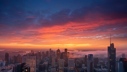 Fototapeta premium City skylines at dawn evoke calmness in serene and atmospheric video clips suitable for soc_1(992)