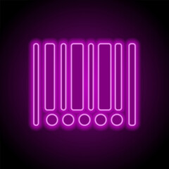 Barcode simple icon vector. Flat design. Purple neon on black background