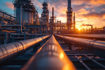 Refinery plant equipment for pump pipeline oil and gas valves pressure safety valve selective. Steel long pipes in crude oil factory during. Rack of heat chemical manufacturing	