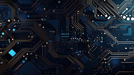High-Tech Circuit Board with Advanced Microprocessors and Electronic Components. Futuristic Technology Background