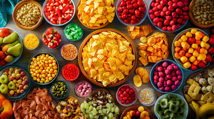 A table full of different snacks and treats, perfect for a party or get-together