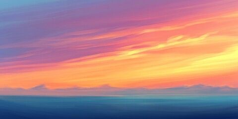 Obraz premium Sunrise with soft pastel clouds and pink, orange, blue gradients