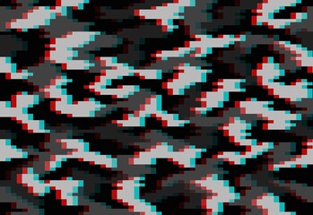 Fototapeta premium Camouflage black and gray pixels glitch texture background