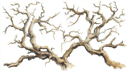 Intricate and Twisted Tree Branches Design Featuring Natural Textures and Patterns for Artistic and Nature-Inspired Projects