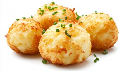 Fototapeta premium Elegant pommes dauphine, crispy puffs of mashed potato, isolated on a clean, upscale white background