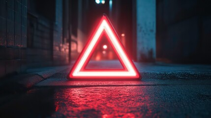 A red digital warning triangle represents cybersecurity and data alerts