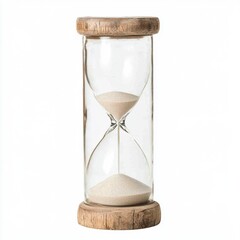 Elegant hourglass with sand flowing gracefully between two chambers, showcased on a clean background, symbolizing the passage of time and the importance of patience.