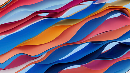 3D illustration of beautiful wallpaper from wavy shapes filled colorful gradient