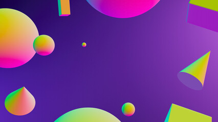 3D illustration of primitives objects, abstract wallpaper