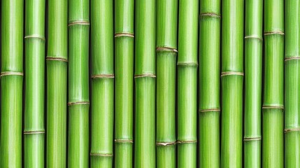 Obraz premium Vibrant Green Bamboo Stalks Stacked Together Creating a Natural Background for Design or Decoration, Symbolizing Strength and Flexibility in Nature