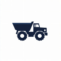vector logo of dump truck, construction services, isolated on white background