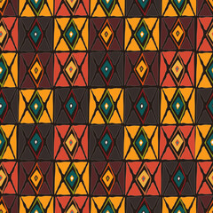 African tribal ethnic pattern, abstract seamless pattern with ornament and african masks