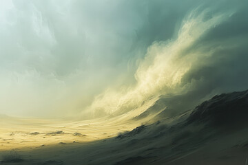 Fototapeta premium Dramatic Sandstorm in the Desert