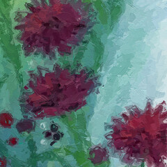 Oil paintings and various flowers, roses, peonies, cats, dogs, leaves, chrysanthemums, are beautiful