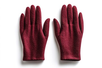 Pair of red gloves isolated on white background.