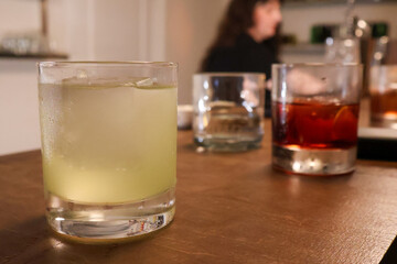 Assorted Cocktails on Wooden Table
