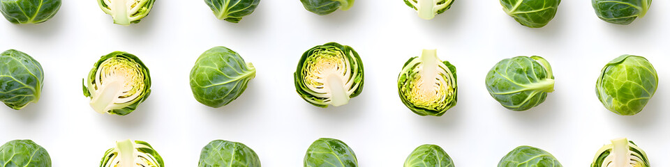 Obraz premium Line of Fresh Brussels Sprouts