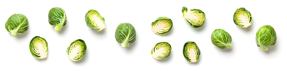 Fototapeta premium Fresh Brussels Sprouts on a White Background.