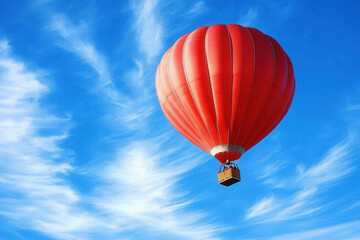 Fototapeta premium Hot Air Balloon Floating in Clear Blue Sky