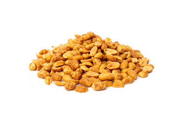 Spicy peanuts isolated, heeng jeera pea nuts mixture, Indian namkeen, roasted salty nut snack