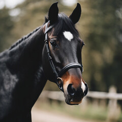 Fototapeta premium Black Horse Closeup