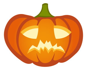 A pumpkin with a scary face drawn on it