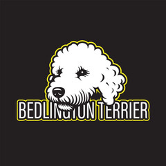 Bedlington Terrier head logo vector on transparent background , clean vector outline illustration cute pet puppy dog logo of head