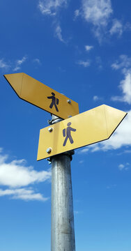 Sign at trail head; Directional signs along hiking trail