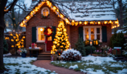 Obraz premium a house with a christmas tree in the window