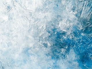 Fototapeta premium A textured icy surface with shades of white and blue, resembling frosty patterns and cold winter ice.
