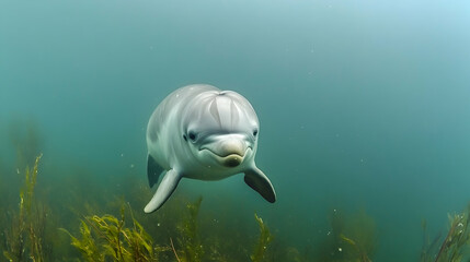 Fototapeta premium Beluga Dolphin Underwater Close-Up