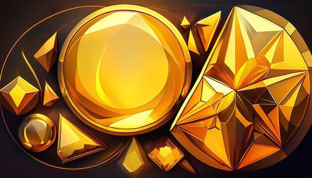  Vibrant yellow gems in various shapes including circle, triangle, drop, heart, and geom_1(1886)