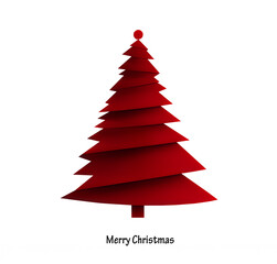 Elegant red christmas tree adorned for winter holidays against a simple white backdrop