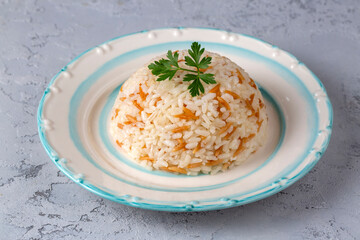 Traditional delicious Turkish food; Turkish style rice pilaf (Turkish name; Arpa sehriyeli pirinc pilavi)