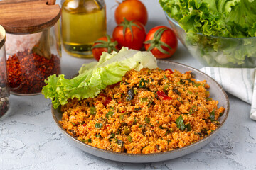 Traditional delicious Turkish foods: bulgur salad - kisir